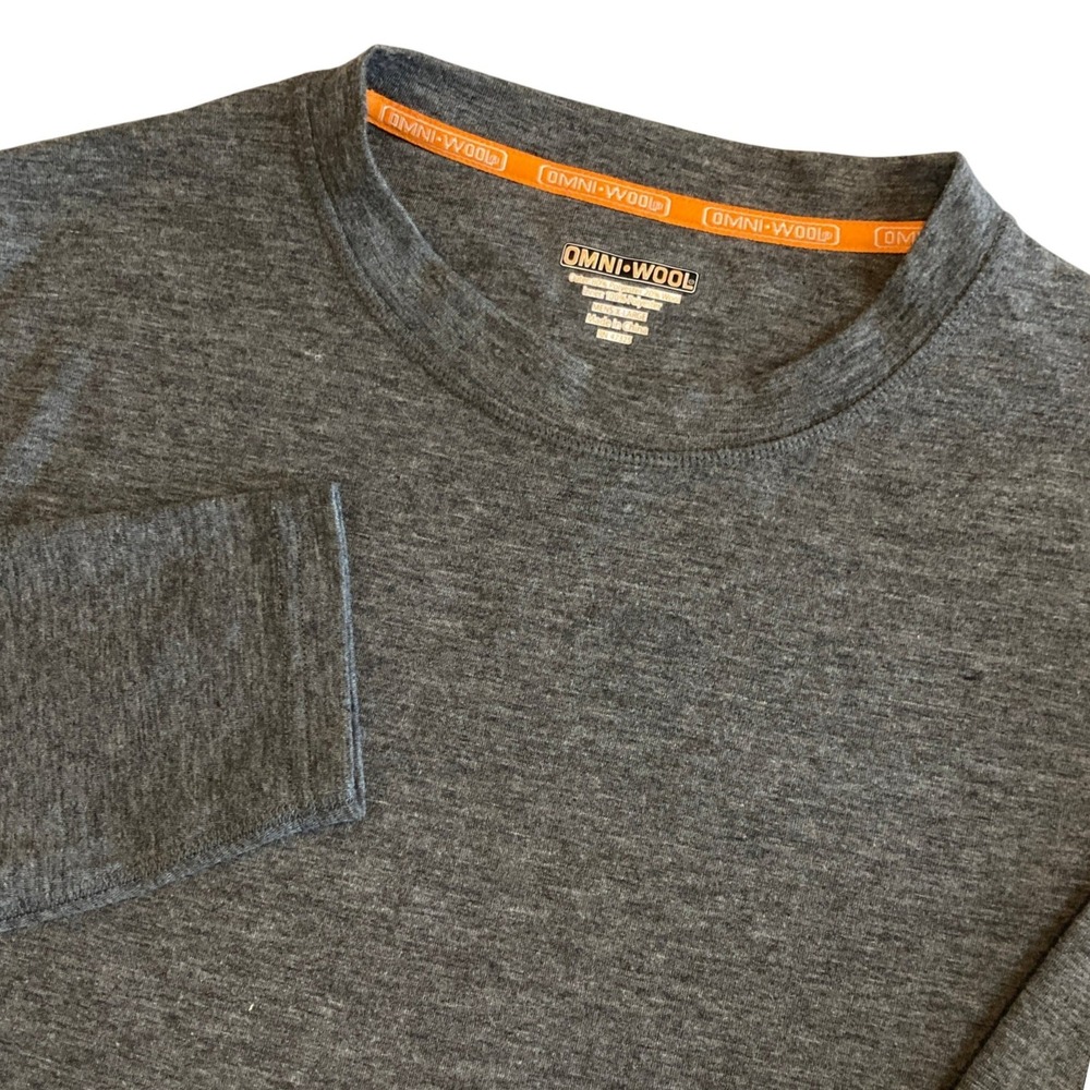 Omni-Wool Mens XL Long Sleeve Base‎ Layer Top Charcoal Gray Wool Blend RN47325